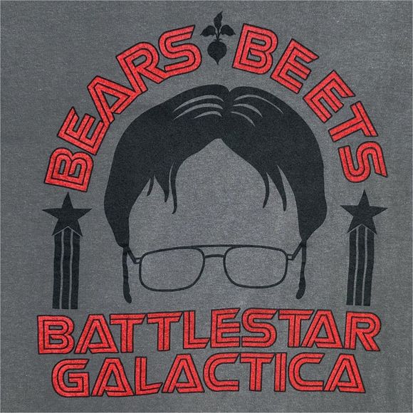 Ripple Junction The Office Dwight Bears Beets Battlestar Galactica Crew Neck Tee - Picture 2 of 3